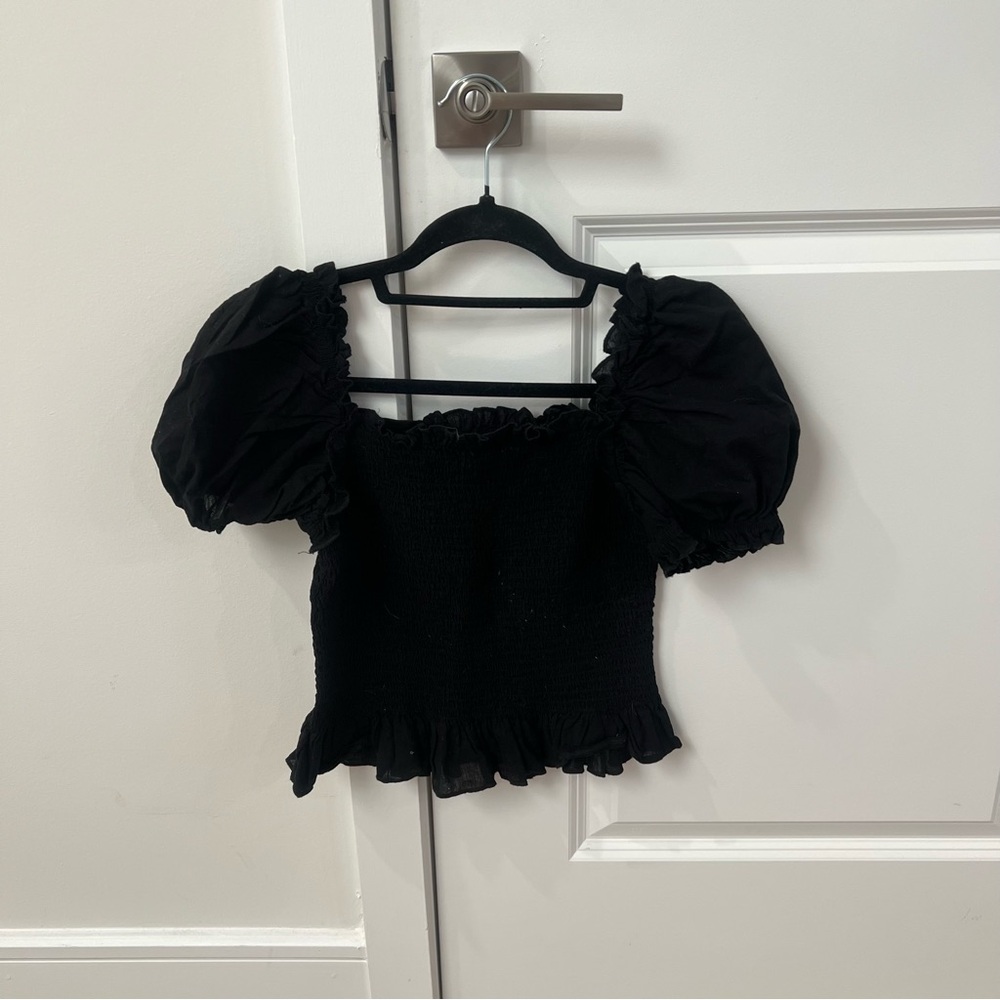 Black Puff Sleeve Top
